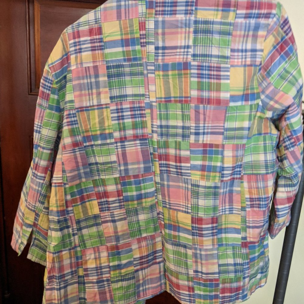 Plaid Patchwork Classically Styled Cotton Blazer - image 3